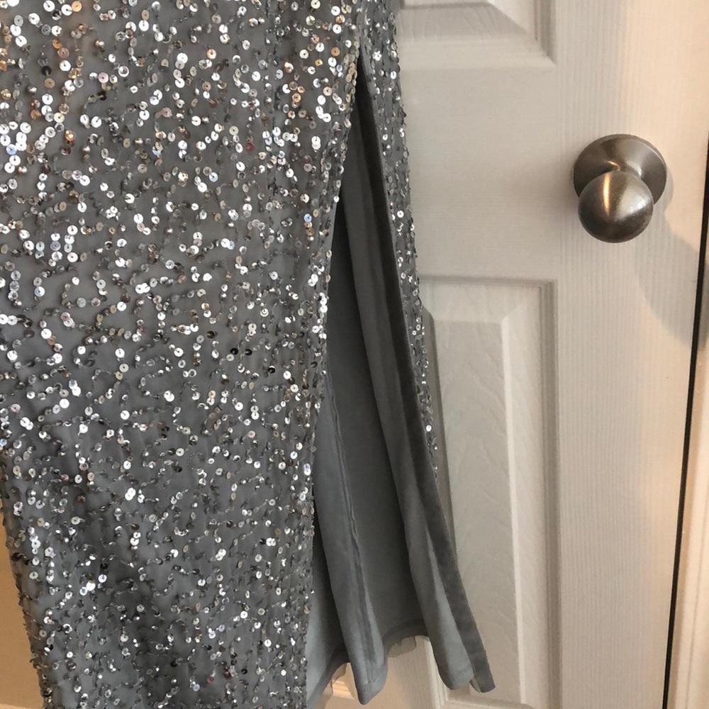 Adrianna Papell silver sequin evening gown - Picture 3 of 7